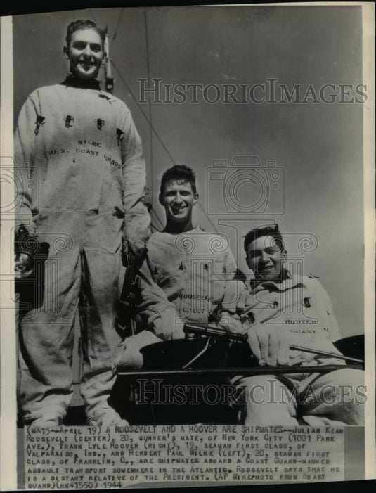 1944 Press Photo Julian Kean Roosevelt aboard a Coast Guard Manned in Atlantic. - Historic Images