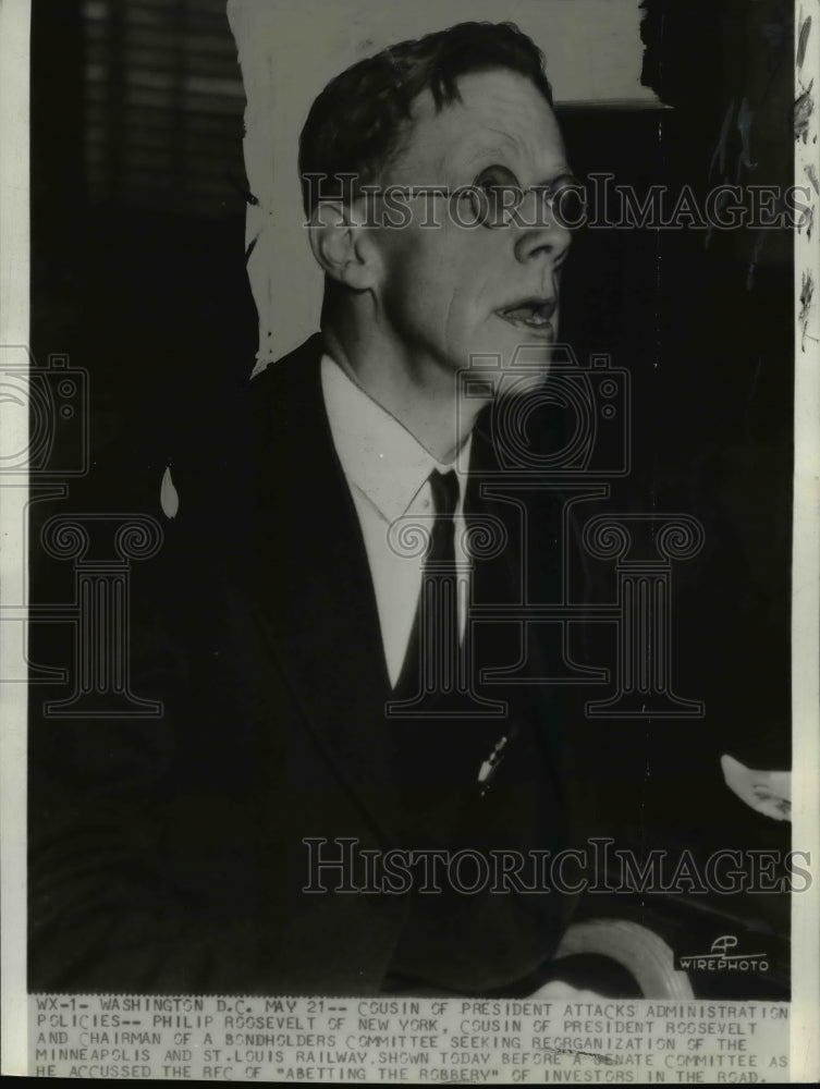 1938 Press Photo Philip Roosevelt, cousin of President Roosevelt and chairman of - Historic Images