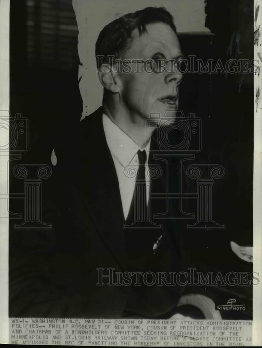 1938 Press Photo Philip Roosevelt, cousin of President Roosevelt and chairman of - Historic Images