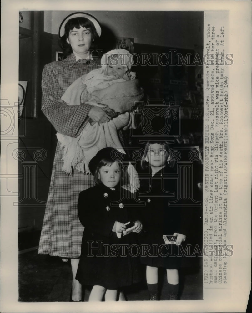 1949 Press Photo Mrs. Quentin husband was killed in an air liner crash near - Historic Images