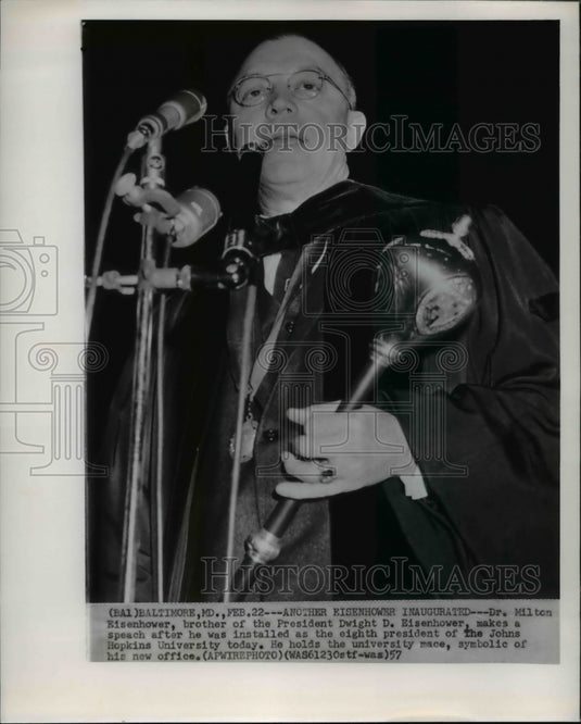 1957 Press Photo Dr. Milton Eisenhower, brother of Pres. Dwight D. Eisenhower - Historic Images