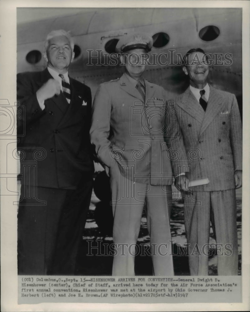 1947 Press Photo General Dwight D. Eisenhower arrived for the Air Force - Historic Images