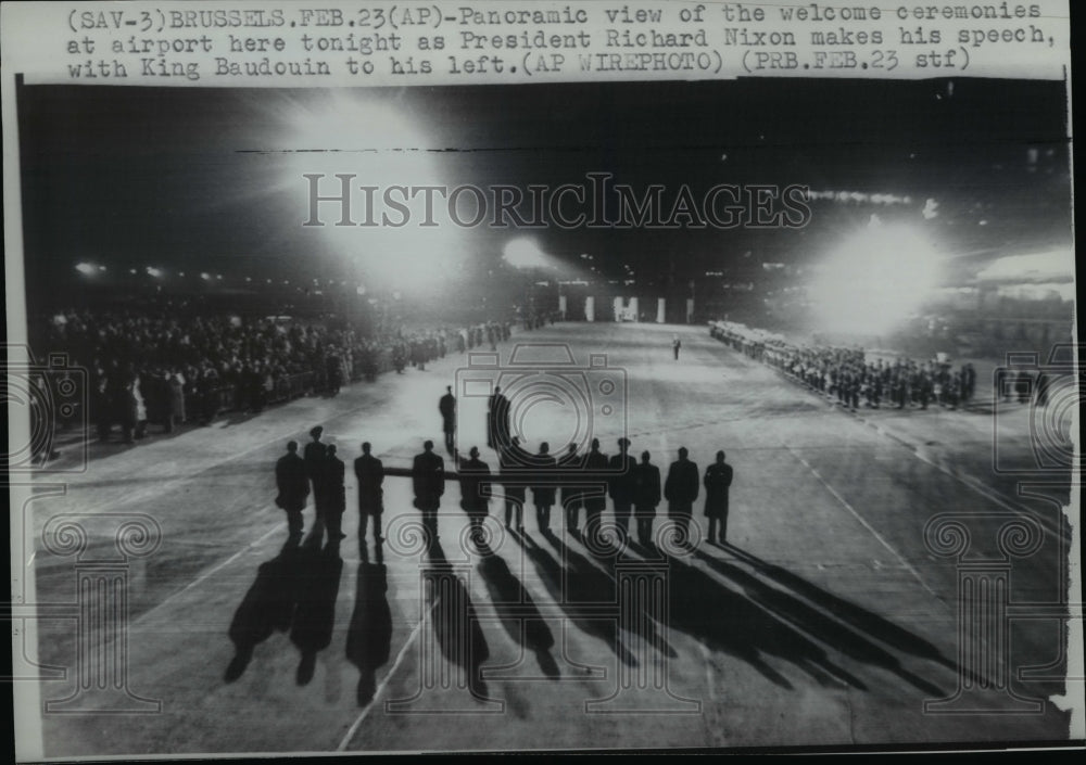 1969 Press Photo President Richard Nixon make his speech with King Baudouin. - Historic Images