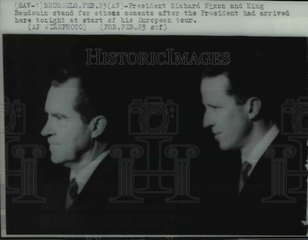 1969 Press Photo Pres. Richard Nixon and King Baudouin during visit in Europe - Historic Images