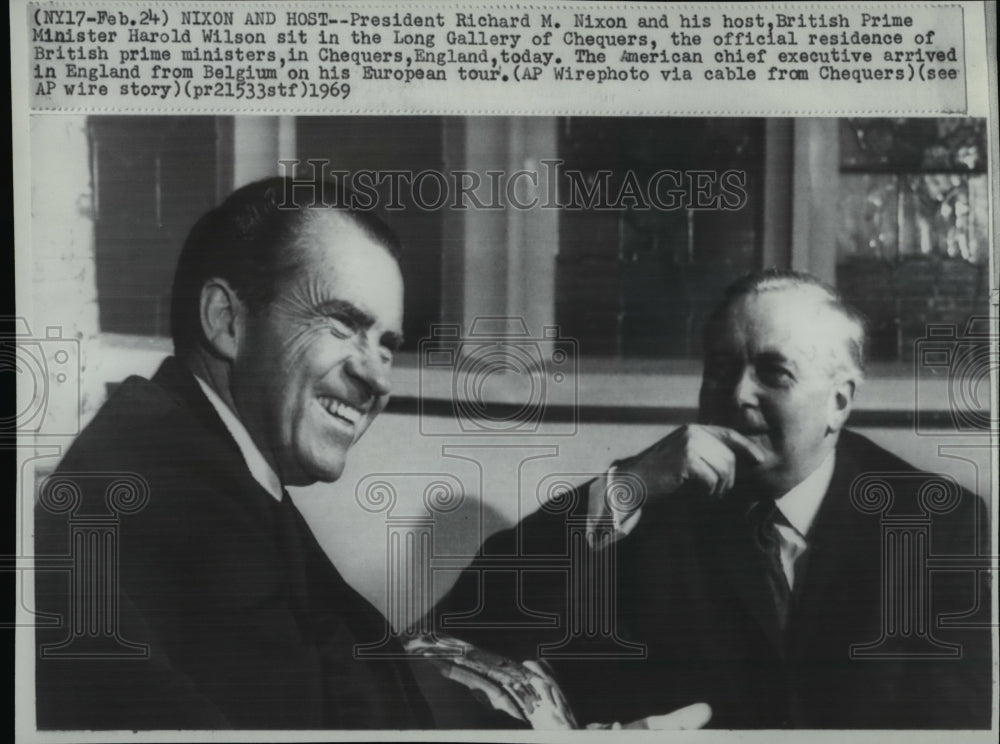 1969 Press Photo Pres. Richard Nixon and British Prime Minister Harold Wilson. - Historic Images