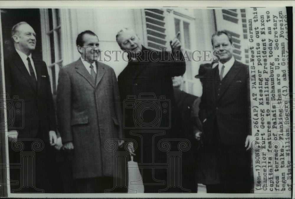 1969 Press Photo West German Chancellor Kiesinger &amp; Pres Nixon at Palais - Historic Images