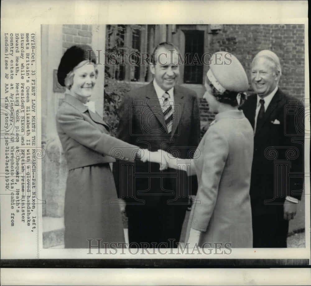 1970 Press Photo Mrs.Nixon meets monarch at Chequers, Heaths country estate - Historic Images