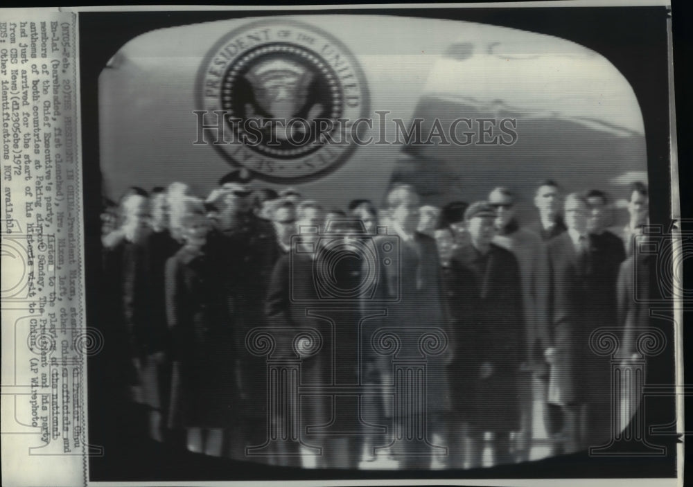 1972 Press Photo Pres Nixon &amp; Chinese Premiere Chou En-lai at Peking Airport - Historic Images