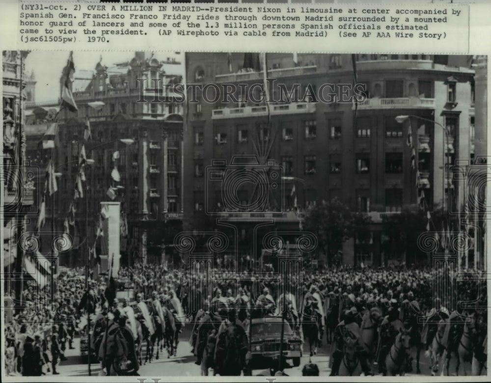 1970 Press Photo Pres Nixon in limousine with Spanish Gen Francisco Franco - Historic Images