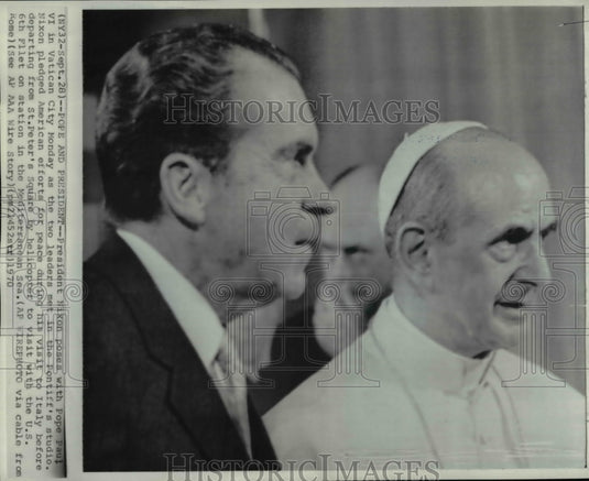 1970 Press Photo Pres Nixon poses with Pope Paul VI in Vatican City - Historic Images