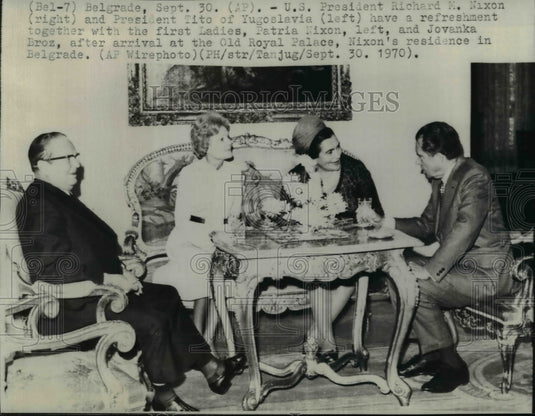 1970 Wire Photo US Pres Richard Nixon, Pres Tito of Yugoslavia & first ladies - Historic Images