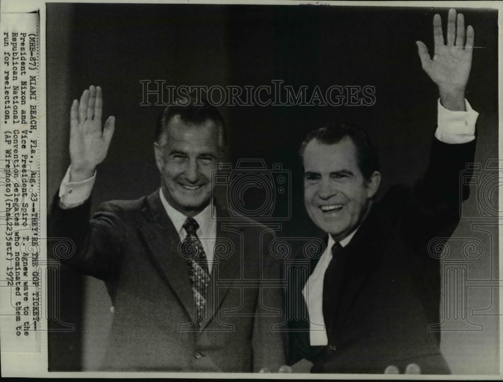 1972 Press Photo Nixon & Agnew nominated to run for re - election - Historic Images
