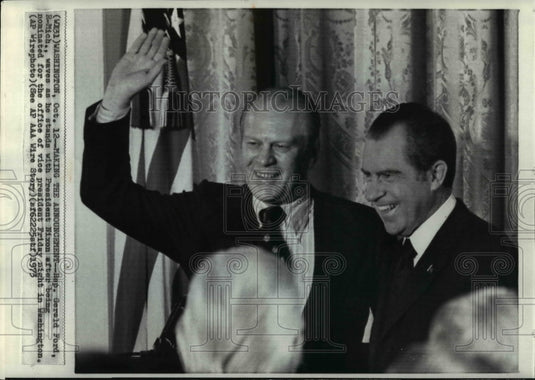 1973 Press Photo Ford with Pres.Nixon nominated for Vice President in Washington - Historic Images