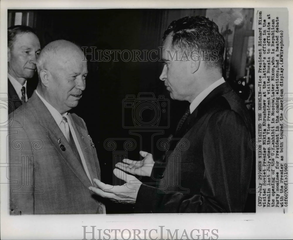 1960 Press Photo VP Richard Nixon visited Soviet Premier Nikita Krushchev - Historic Images