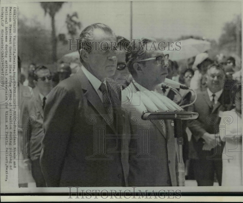 1970 Press Photo Pres Nixon &amp; Pres Gustavo Diaz at Puerto Vallart, Mexico - Historic Images