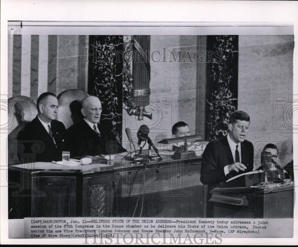 1962 Press Photo Pres. Kennedy delivers State of Union address - Historic Images