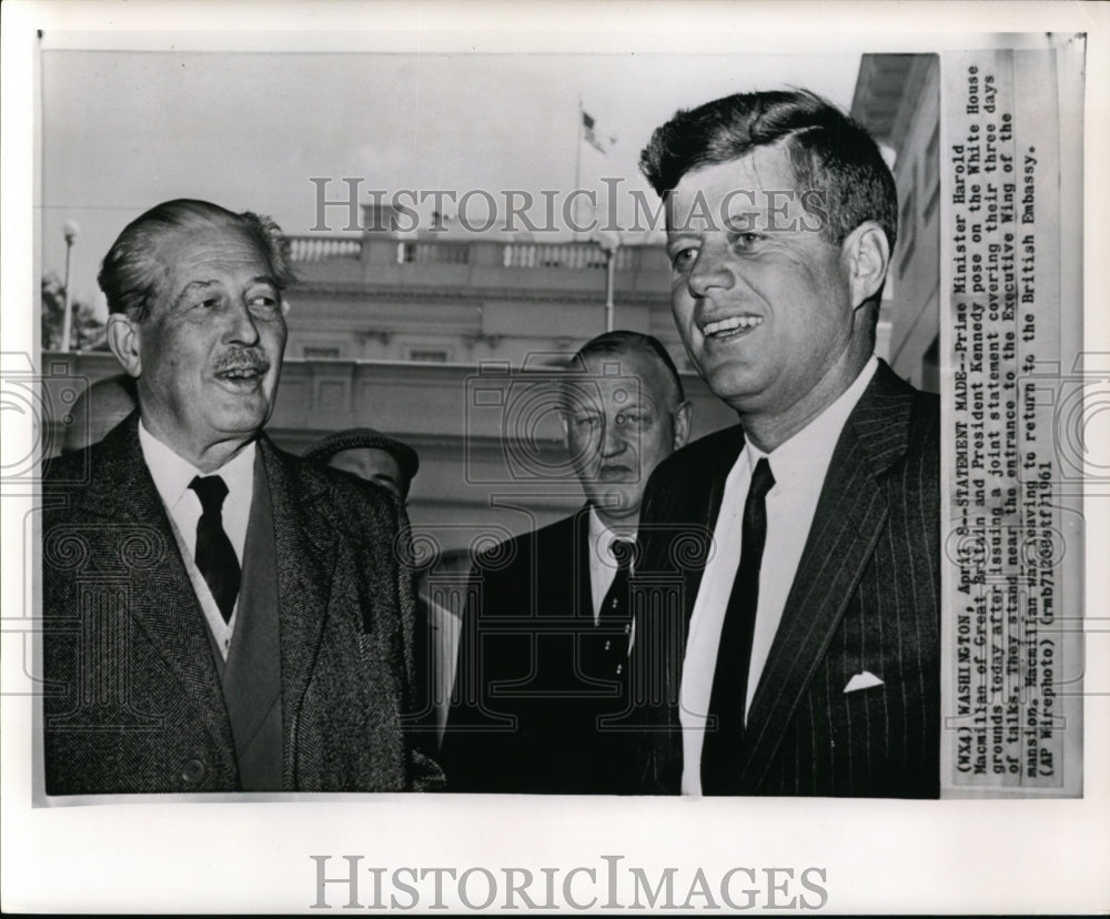 1961 Press Photo PM Harold Macmillan of Great Britain &amp; Pres John F Kennedy - Historic Images