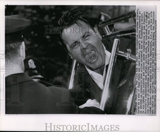 1959 Press Photo Comedian Jonathan Winters, known as a man of many faces - Historic Images