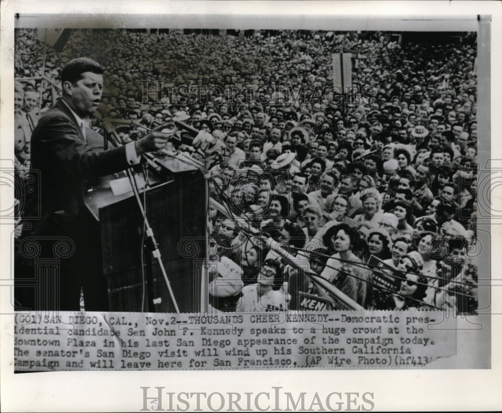 1960 Press Photo Democratic presidential candidate Sen. John F. Kennedy speaks - Historic Images