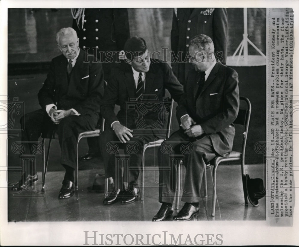 1961 Press Photo President Kennedy and Prime Minister John Dicfenbaker had a - Historic Images