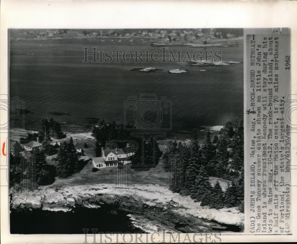 1962 Press Photo The Gene Tunney summer estate shown on little John&#39;s Island is - Historic Images