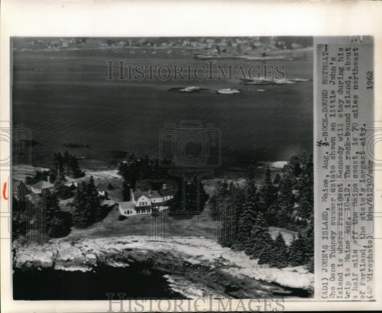 1962 Press Photo The Gene Tunney summer estate shown on little John's Island is - Historic Images