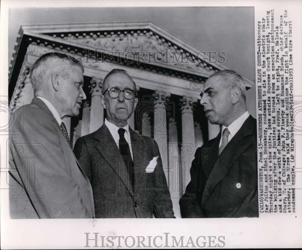 1953 Press Photo Rosenberg Attorneys leave Sumpreme Court - Historic Images