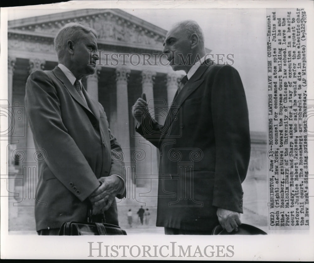 1953 Press Photo Rosenberg Lawyers leave High Court - Historic Images