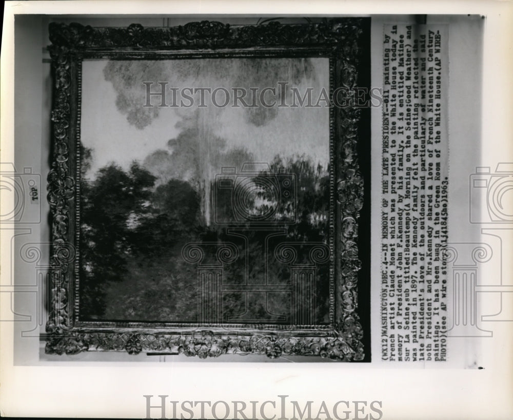 1963 Press Photo Oil painting by French Artist Claude Monct which was presented - Historic Images
