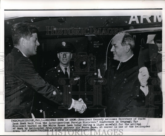 1962 Press Photo President Kennedy Welcomes Secretary Of State Dean Rusk - Historic Images
