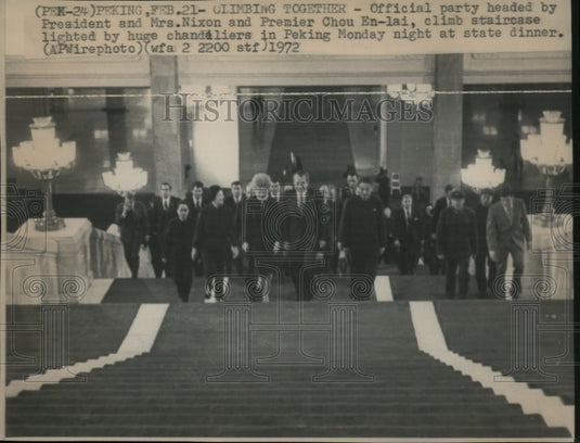 1972 Press Photo Pres & Mrs Nixon & Premier Chou En-lai, Peking State Dinner - Historic Images