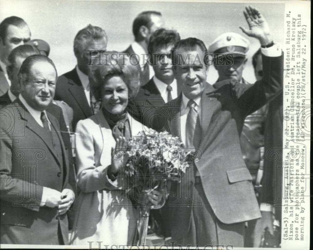 1972 Press Photo US Pres Richard Nixon, wife Patricia &amp; Chancellor Kreisky - Historic Images