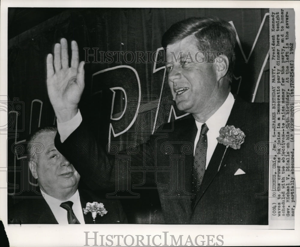 1962 Press Photo Pres.John Kennedy and Gov.Michael V. Disalle. - Historic Images