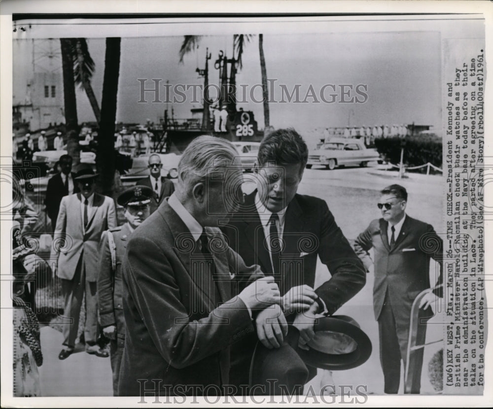 1961 Press Photo Pres. Kennedy and British Prime Minister Harod Macmillan - Historic Images