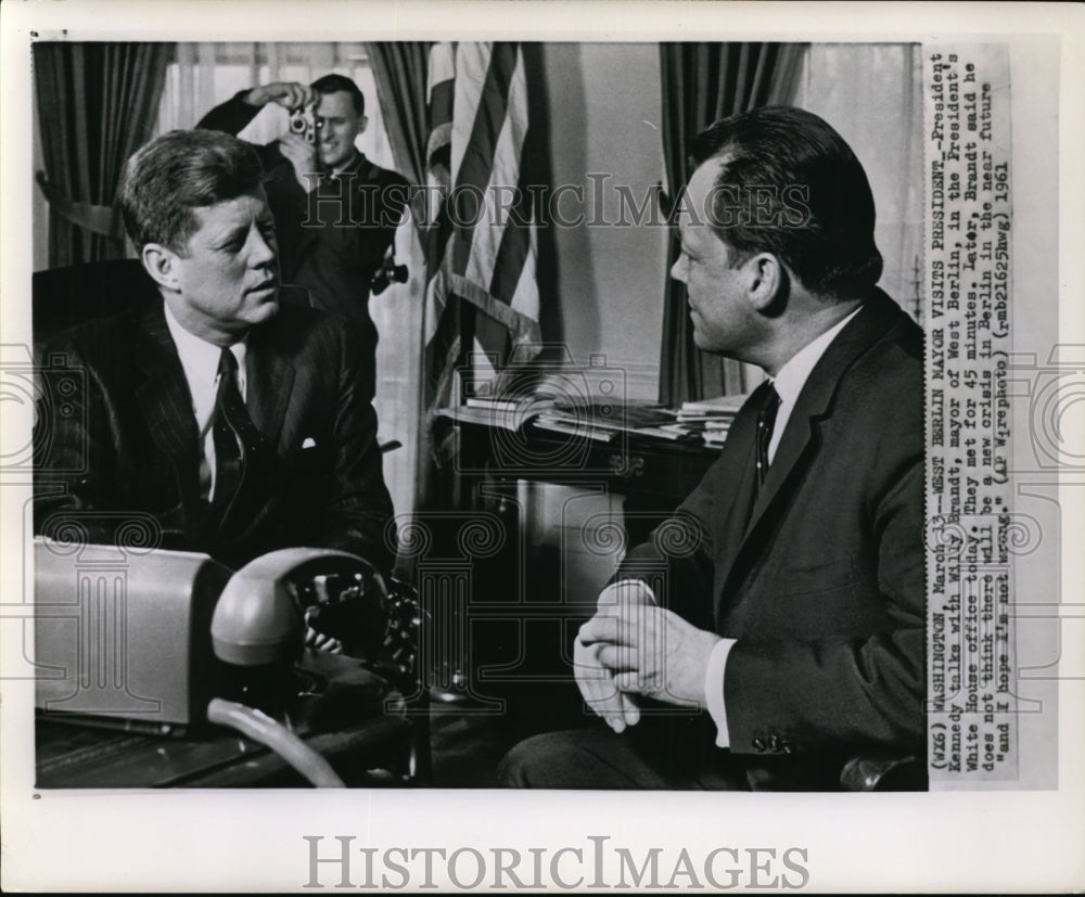 1961 Press Photo President Kennedy with Willy Brandt Mayor of West Berlin - Historic Images