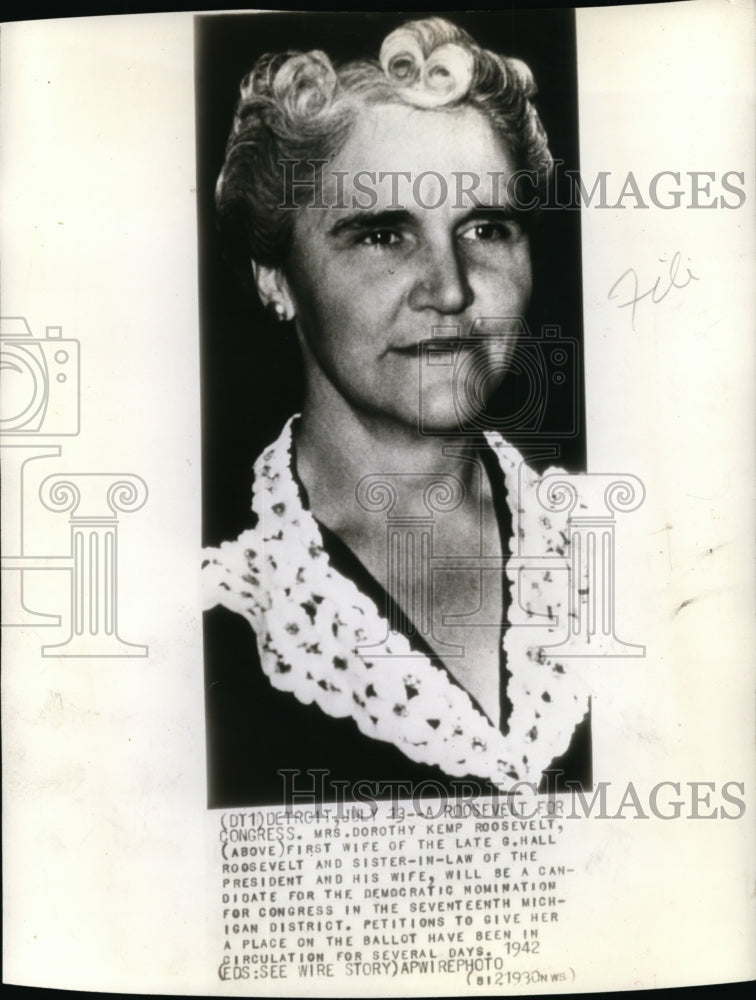 1942 Press Photo Dorothy Kemp Roosevelt,first wife of the Late G.Hall Roosevelt. - Historic Images