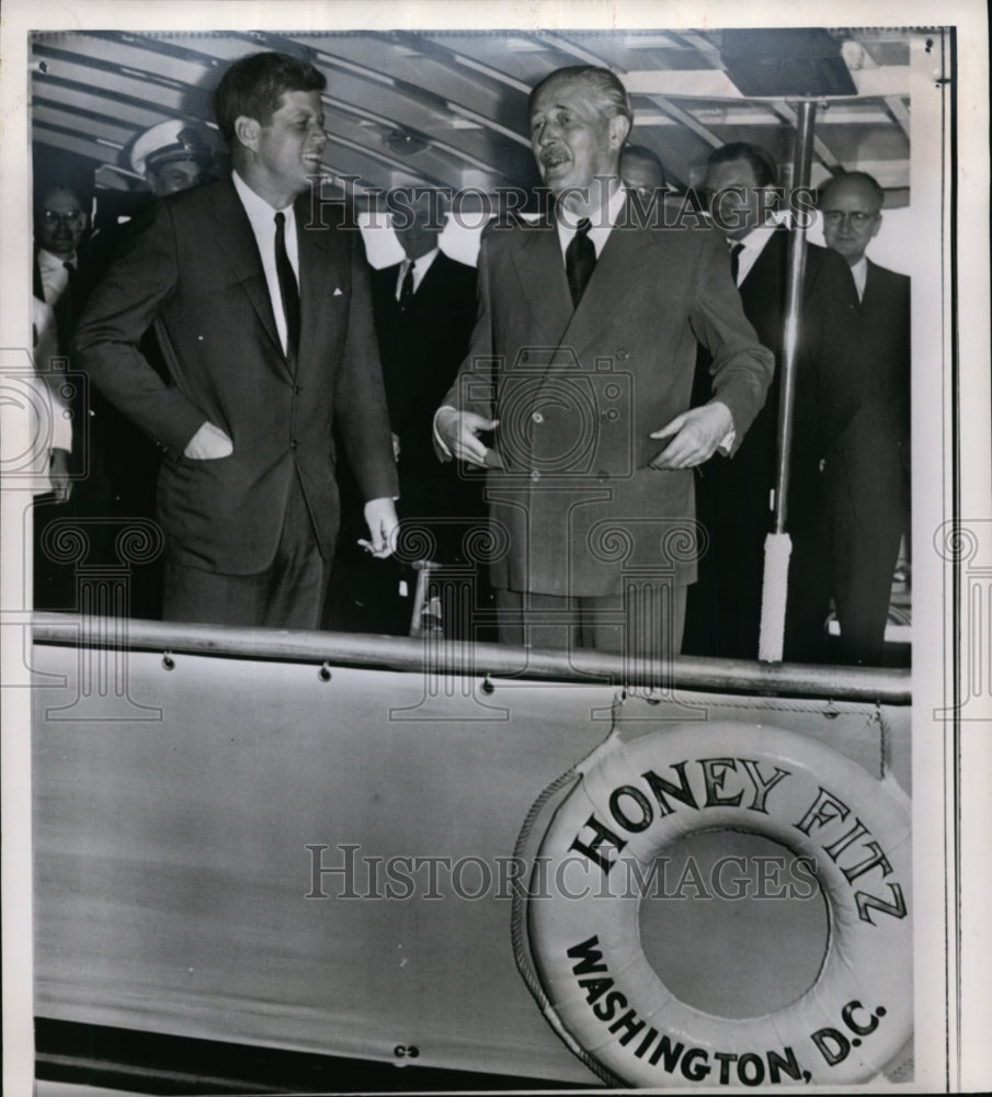 1961 Press Photo Pres. Kennedy and Prime Minister Harold Macmillan of Britain - Historic Images