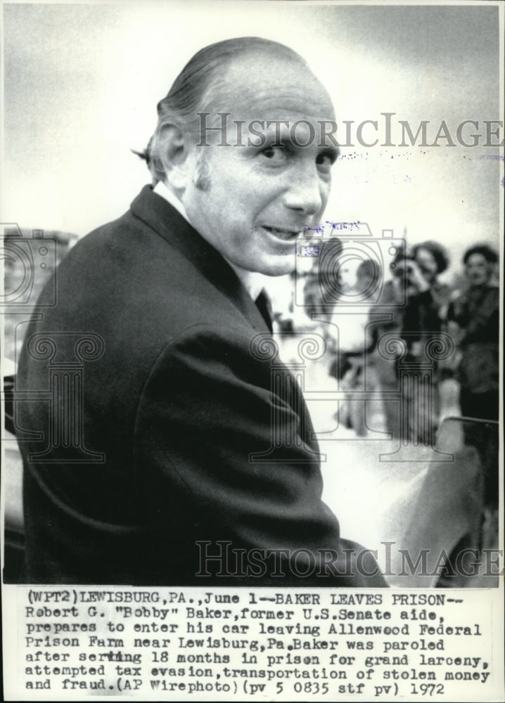 1972 Press Photo Bobby leaves Allenwood Federal Prison Farm near Lewisburg, Pa. - Historic Images