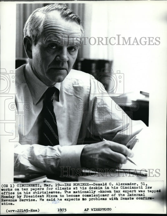 1973 Press Photo Alexander nominated to become commissioner of  the IRS - Historic Images
