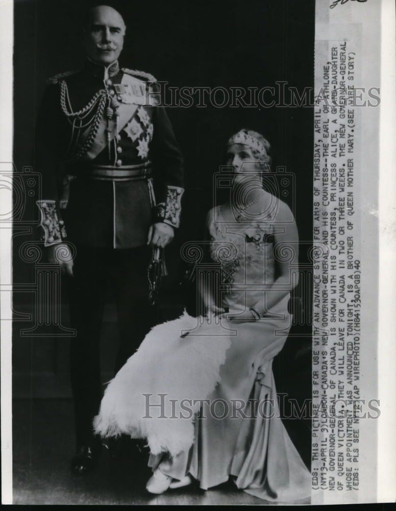 1940 Press Photo Canada's new Gov-General Earl of Athlone with Princess Alice - Historic Images