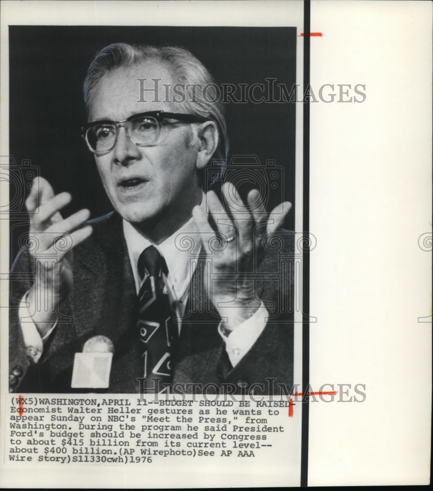 1976 Press Photo Heller at Washington wants the budget should be raised - Historic Images