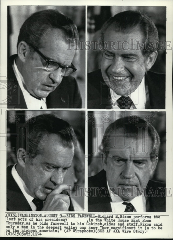 1974 Press Photo Richard Nixon bids farewell to his cabinets at White House. - Historic Images