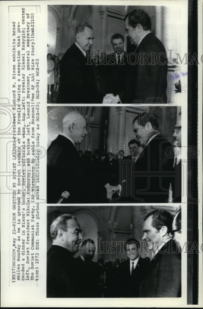 1972 Press Photo Pres. Nixon greeted by Soviet Leaders at the Kremlin - Historic Images