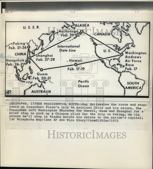 1972 Press Photo The President Nixon's Route - Historic Images