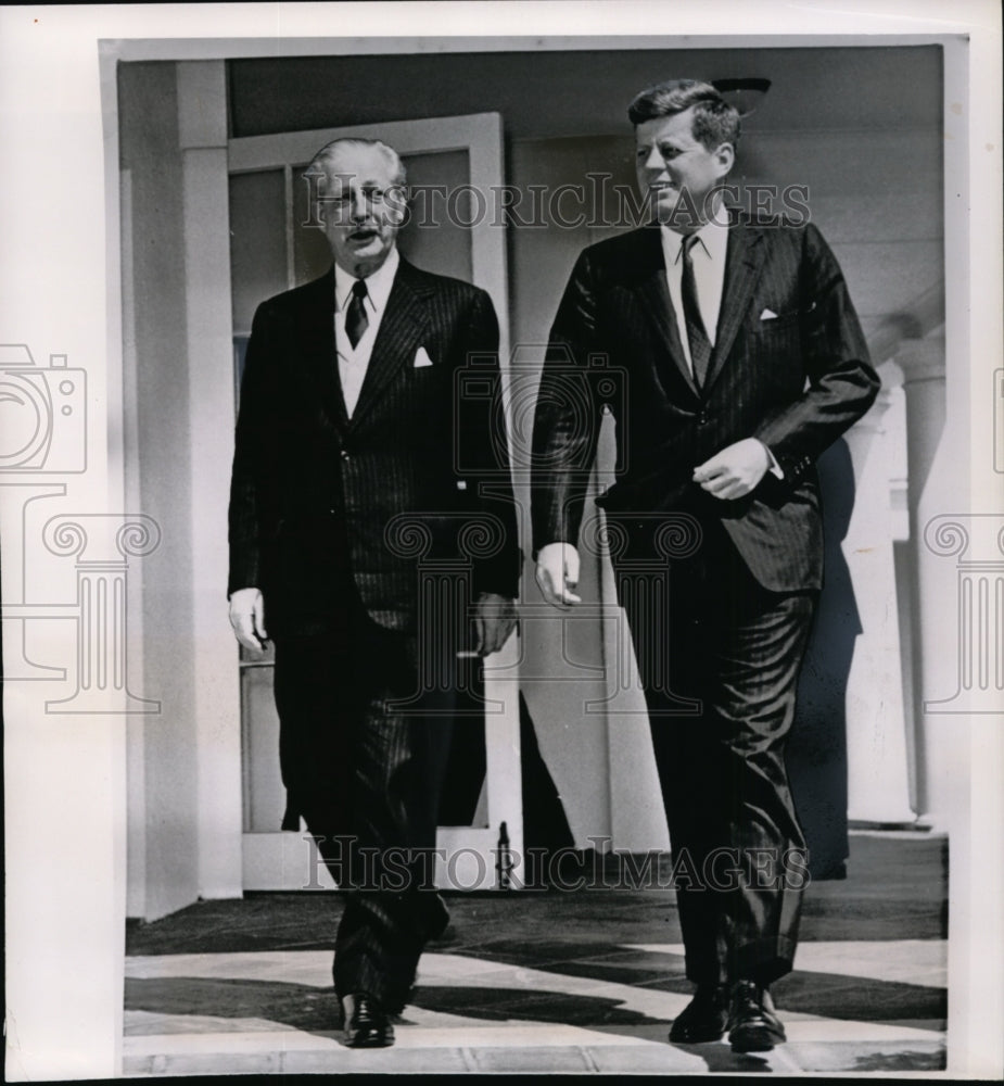 1961 Press Photo Prime Minister Harold MacMillan and President Kennedy - Historic Images