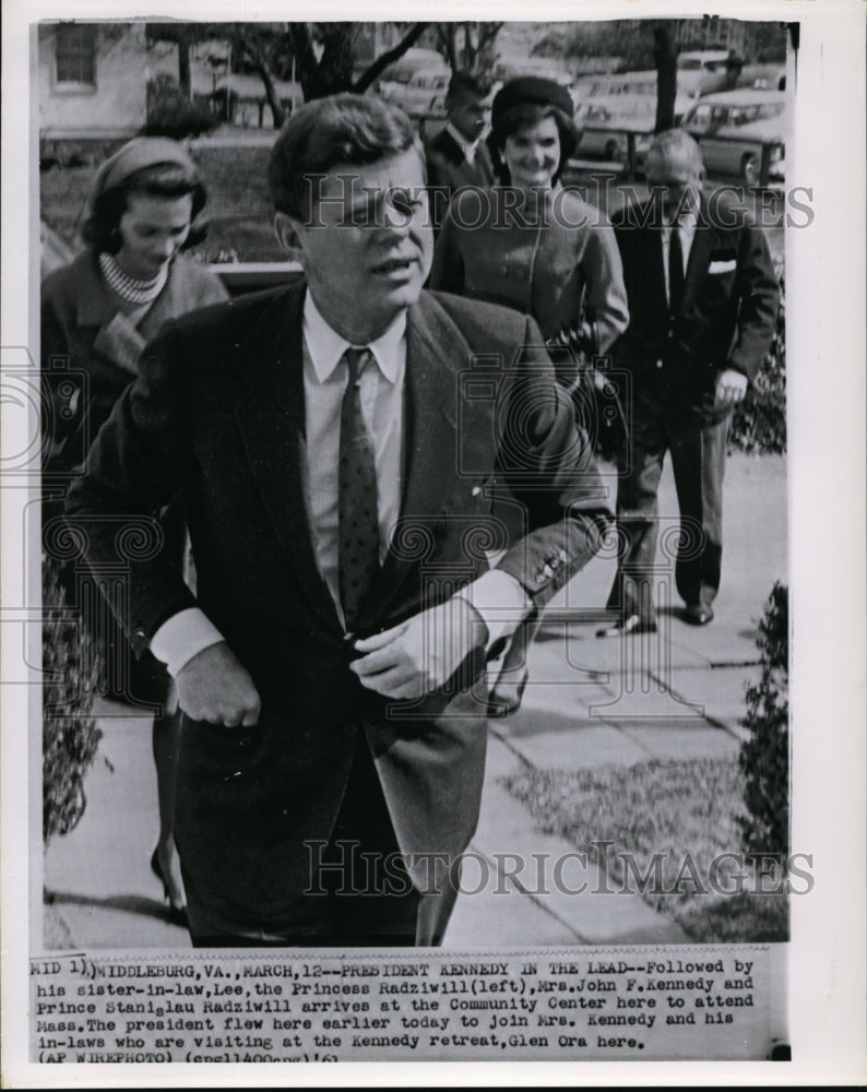 1962 Press Photo Followed by his sister-in-law, Lee, the Princess Radziwill - Historic Images