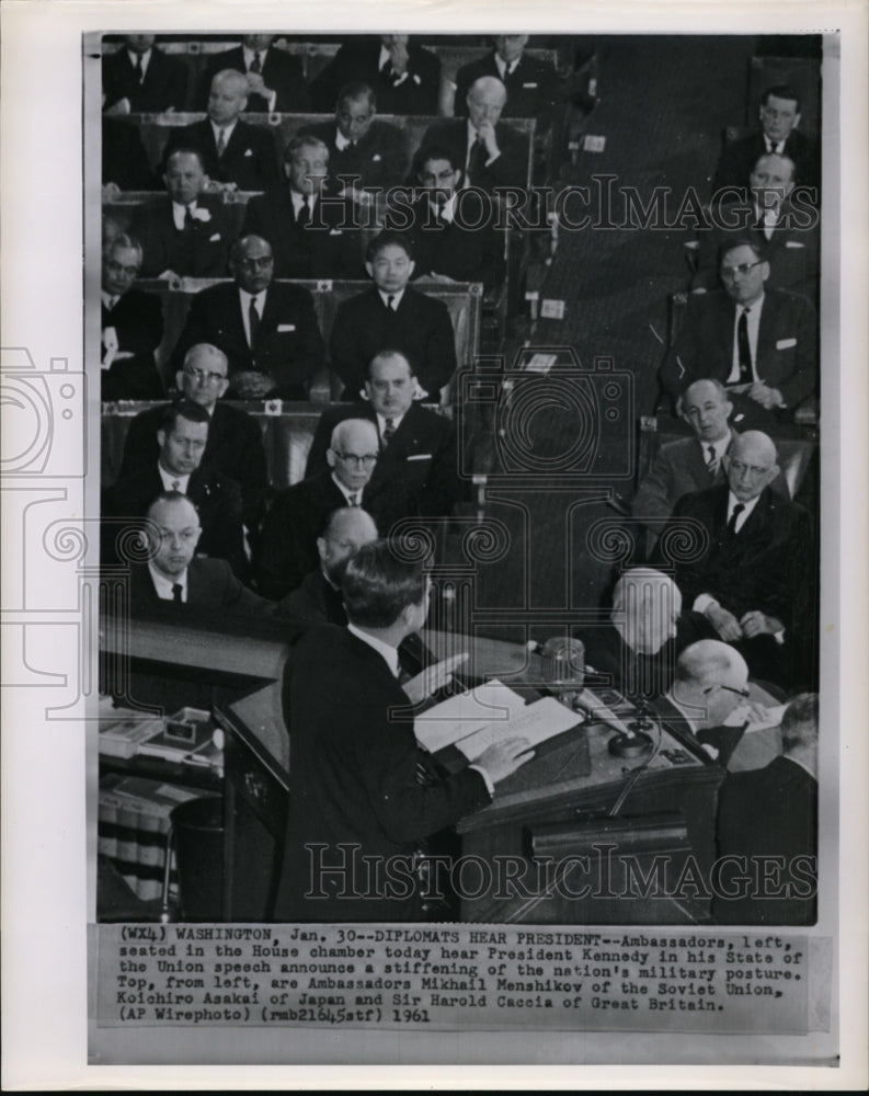 1961 Press Photo Ambassadors seated in the House Chamber to hear Pres Kennedy - Historic Images