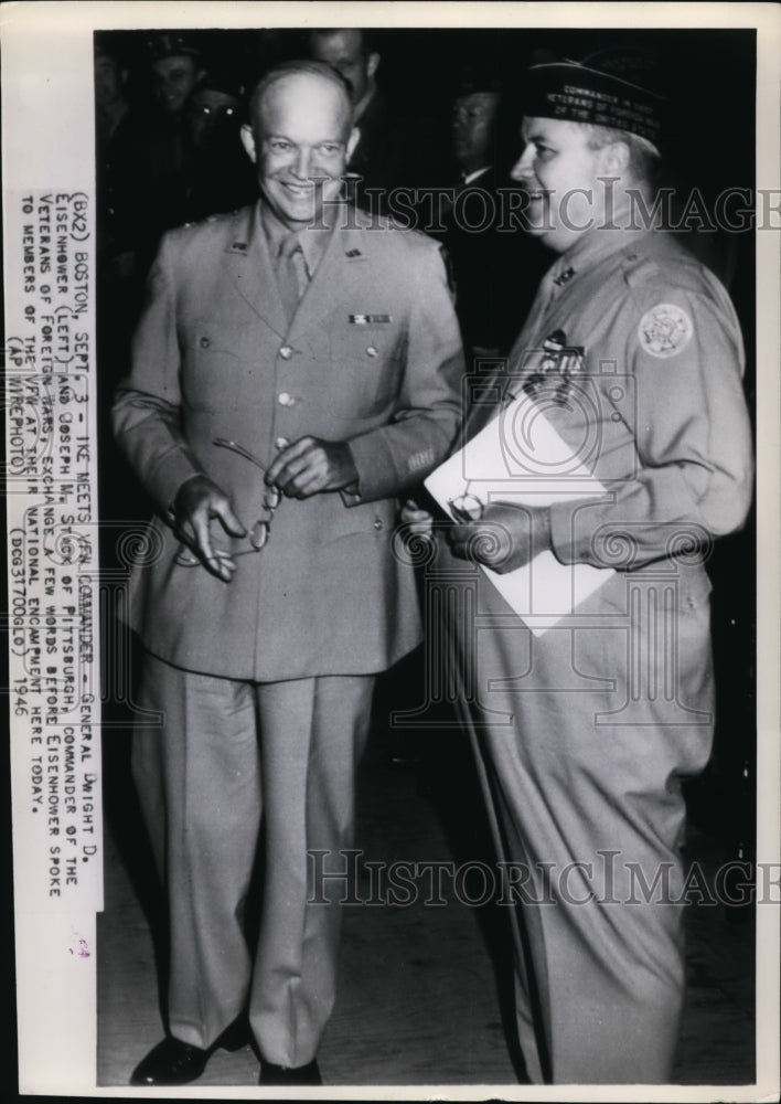 1946 Press Photo Gen. Dwight D. Eisenhower and Joseph M. Stack of Pittsburgh - Historic Images