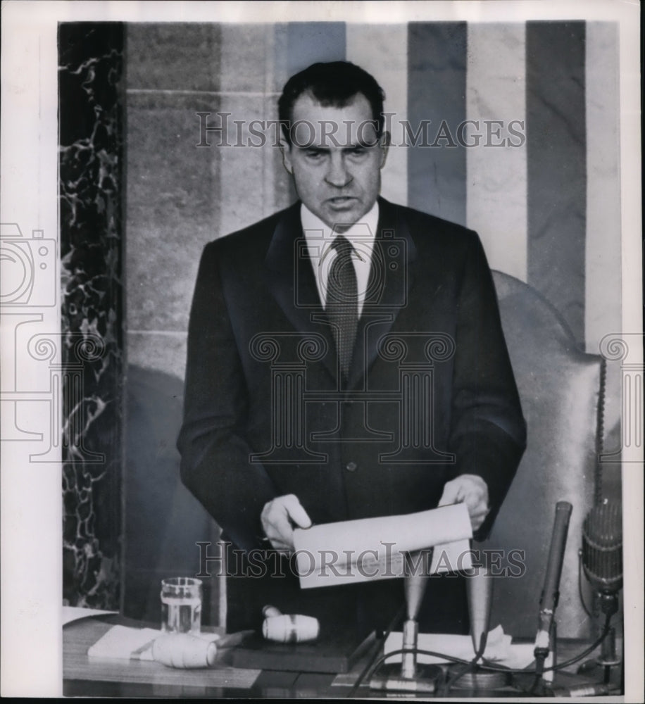 1961 Press Photo Vice Pres. Richard Nixon at Join session of Congress. - Historic Images