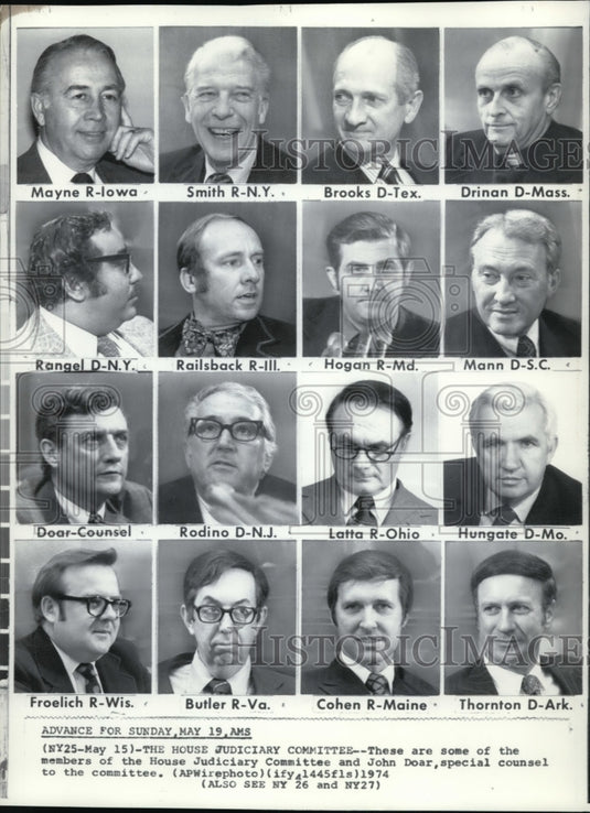 1974 Press Photo Some of the House Judiciary Committee and John Doar - Historic Images